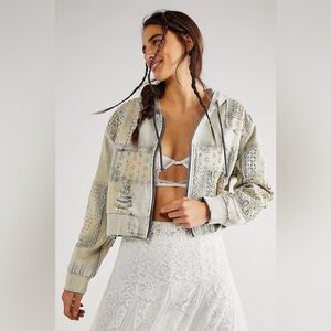Free People Mazzie Hood Denim Jacket